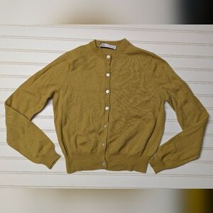 Zara Mustard Button-Up Cardigan